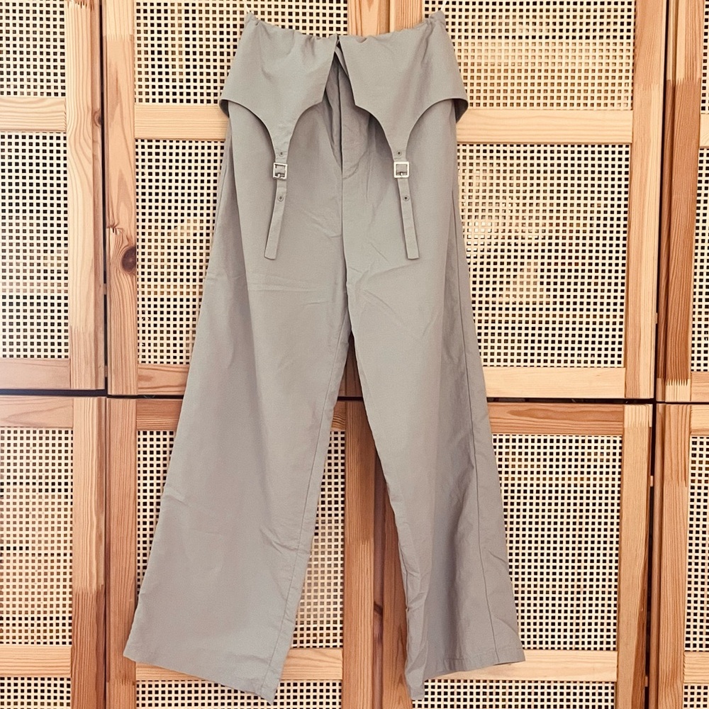 Ray Beams 🇯🇵 Straight Leg Trouser with Garter Detail Dove Grey